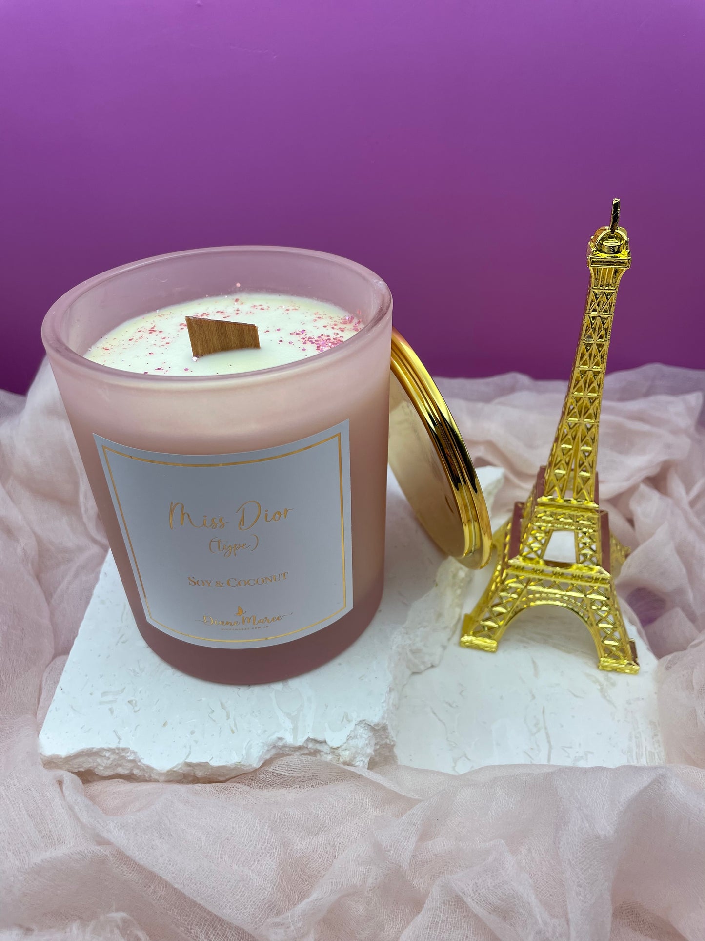Miss Dior - large Soy & Coconut Candle (60 hours burn time - wood wick)