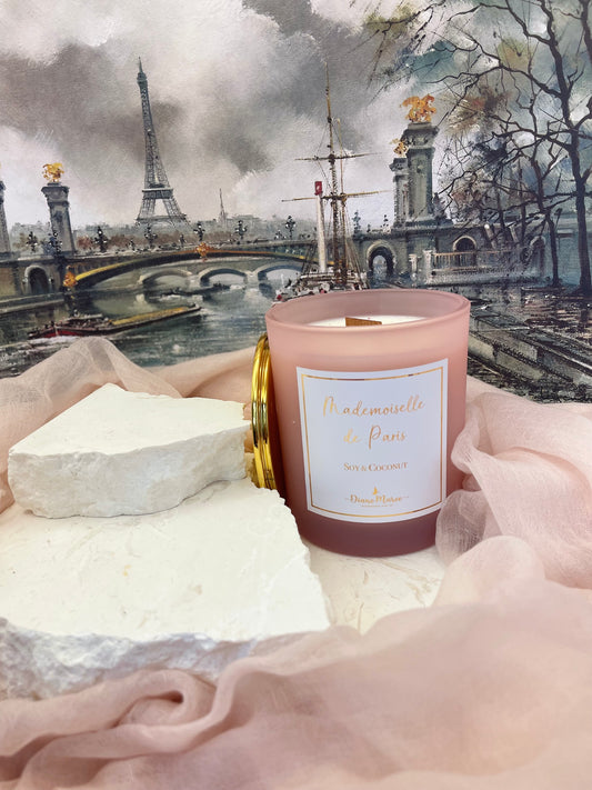 Mademoiselle de Paris - Large Soy & Coconut Candle (60 hours burn time - wood wick)