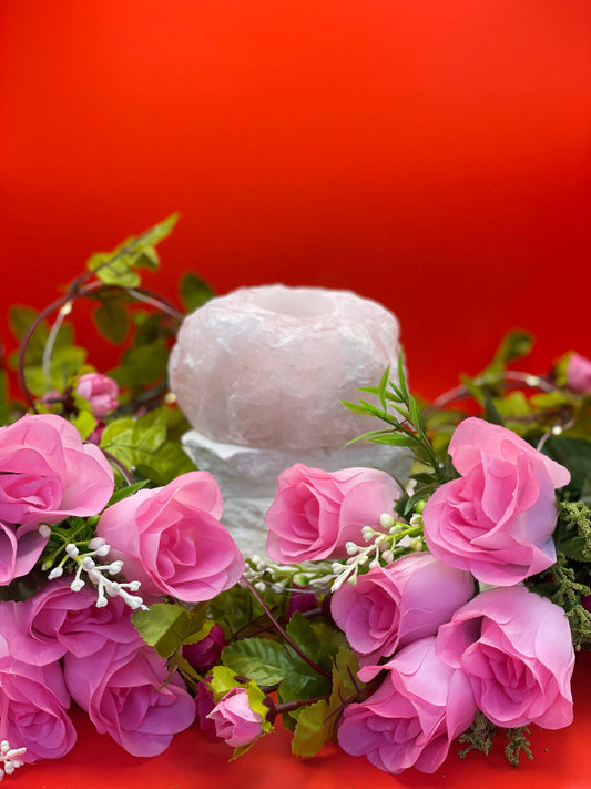Rose Quartz tea light candle holder