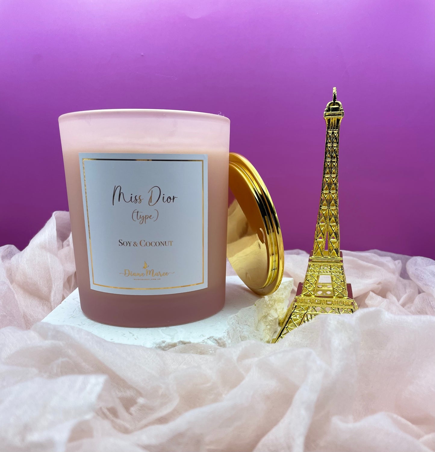 Miss Dior - large Soy & Coconut Candle (60 hours burn time - wood wick)